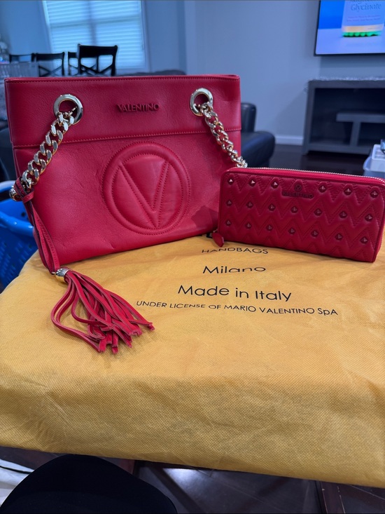 Valentino By Mario Valentino Handbags - VALENTINO BY MARIO VALENTINO LEATHER SHOULDER BAG WITH LEATHER STUDDED WALLET